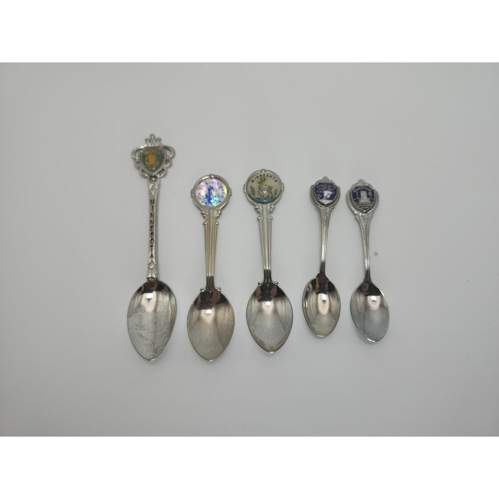 Lot 5 Minnesota Enamel Souvenir Collector Spoons Stainless Steel Travel Gift
